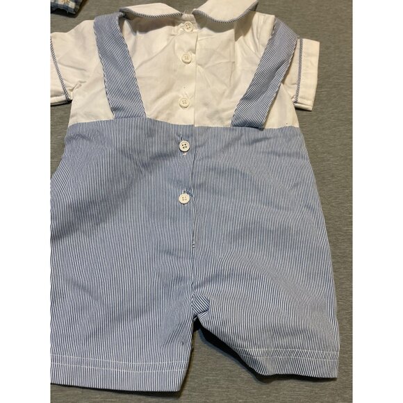 Vintage Toffee Apple Baby Romper 6M Blue/White Striped Outfit With Bunny/Carrot - Picture 6 of 7